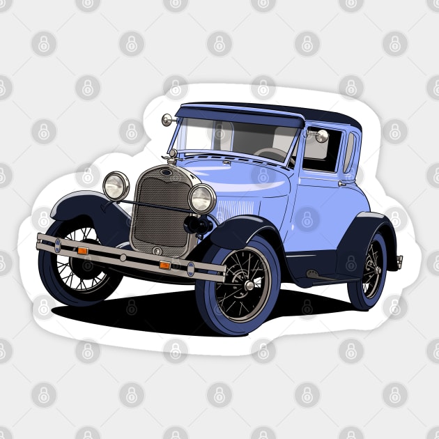 Model A Ford vintage car in blue Sticker by Webazoot